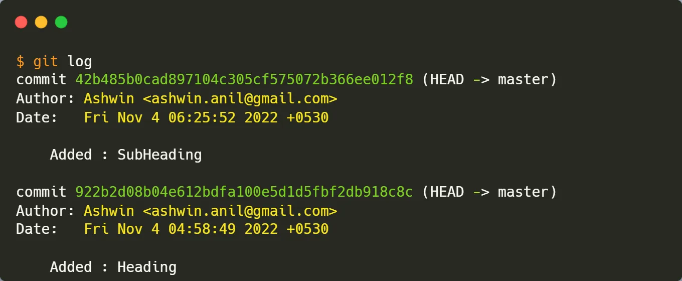 Logging Commits